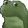 a pixelated image of a green frog with a white background .