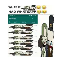 a cartoon of a man holding a gun next to a whatsapp screen