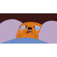 a cartoon dog is crying with tears running down his face .