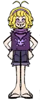 a drawing of a girl wearing a skull and crossbones shirt