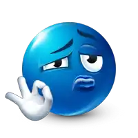a blue smiley face with a white hand on it