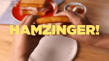 Hamzinger Sandwich GIF - Hamzinger Sandwich Bacon And Swiss Cheese GIFs