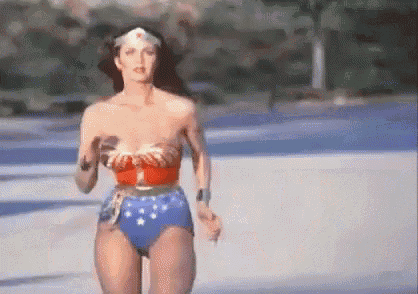 Lynda Carter as Wonder Woman on the beach (1080p) 