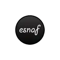 a black circle with the word esnaf in white
