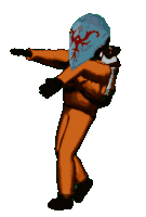 a man in an orange suit is dancing with a mask on his head that says mvp