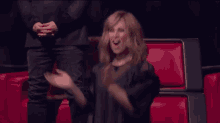Lara Fabian Jumping GIF - Lara Fabian Jumping The Voice GIFs