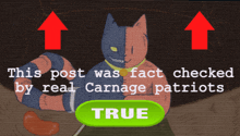 a green button that says true next to a cat with two arrows pointing up
