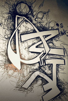 a drawing of a person with the letter s on it