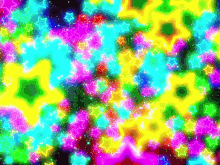 a bunch of brightly colored stars on a dark background
