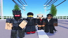 a group of roblox characters pose for a picture
