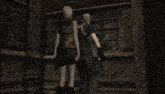 a video game character is standing on a ledge