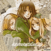 a collage of three anime characters with the name stanvexdadis on the bottom