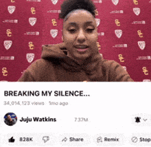 a screenshot of a video titled breaking my silence by juju watkins