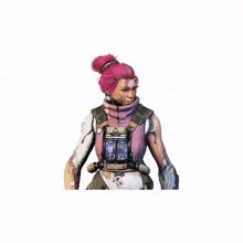 a woman with pink hair is wearing a sweater and vest