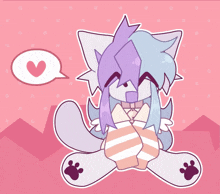 a drawing of a cat with a heart in a speech bubble behind it