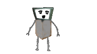 a drawing of a robot with a tv head and arms and legs
