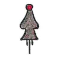 a drawing of a christmas tree with a red ball on top of it