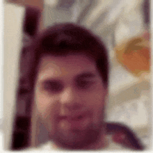 a blurry picture of a man 's face with a beard and a blurred background .