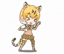 a cartoon drawing of a girl dressed as a jaguar