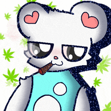 a drawing of a teddy bear with a heart on its head