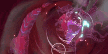 a computer generated image of a person in a pink and purple costume .