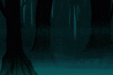 a cartoon of a man walking through a forest