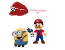 a group of cartoon characters including a minion and a mario