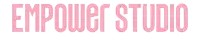 a logo for empower studio in pink letters on a white background