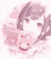 a pixel art of a girl with red hair