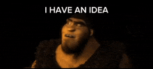 a cartoon character says i have an idea in a dark cave