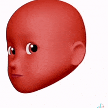 a red baby 's face is shown with its mouth open and eyes closed