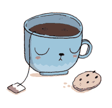food party tea cookie blue cup sleeping