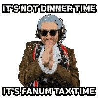 a man wearing headphones and a scarf with the words it 's not dinner time it 's fanum tax time on it