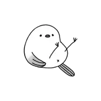 a drawing of a small white bird with a yellow x on its tail .
