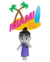 a miami logo with a girl wearing heart shaped sunglasses