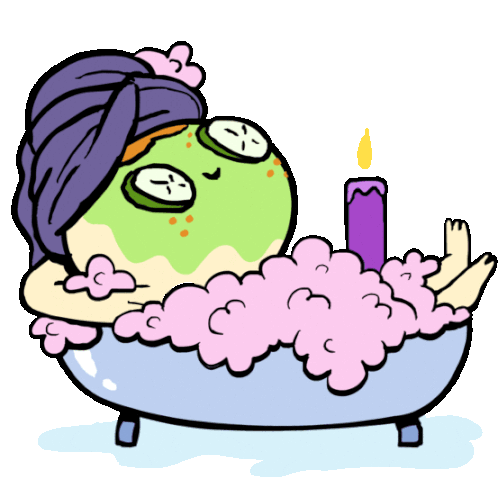 Sherman Lies In Bath With Facemask And Candle Sticker - Shermans Night In Bathtime Relax Stickers
