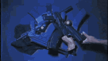 a blurry picture of a person wearing a blue mask