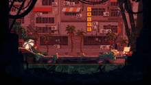 a pixel art of a city with a sign that says valve on it