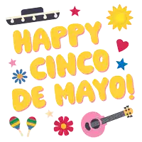 a poster that says happy cinco de mayo with a guitar