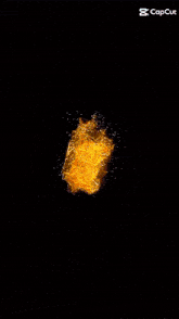 a black background with a yellow object and the words capcut on the bottom