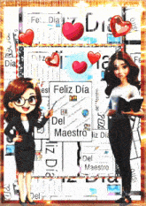 a collage of pictures with a sign that says feliz dia del maestro