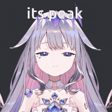 a picture of a girl with the words it 's peak on it