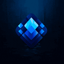 a blue cube with pink hearts around it