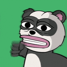 a cartoon drawing of a skunk with a pink mouth
