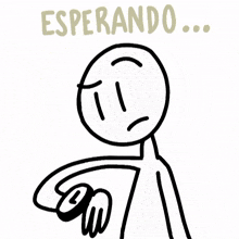 a drawing of a stick figure with the words " esperando " written above it