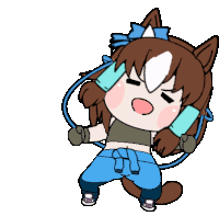 a cartoon of a girl dressed as a horse with headphones around her neck