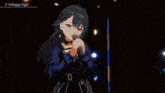 a girl is singing into a microphone with the word unhappy in the background