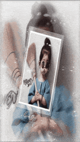 a picture of a little girl holding a broom with the word love on the bottom