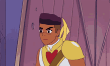 a cartoon character with a heart on his chest and a sword