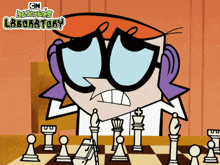 a cartoon character from the dexter 's laboratory playing chess